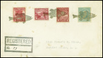 4 lettres de Bass (Indiana) et Fishertown AFF timbres US obl. Fancy Cancellations : poissons (année 1930). TB