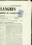 Journaux n°8 obl. Typo sur journal de Langres (9 janv 1870). TB