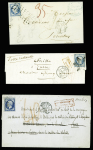 3 lettres AFF. N°14 de Paris (2) et Honfleur (1) pour la Suisse avec taxes 35 (1)  et 40 (2). TB