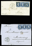 2 lettres AFF n°14, 3 pièces, obl. Paris (1860) et Avignon (1862) pour l'Autriche. TB