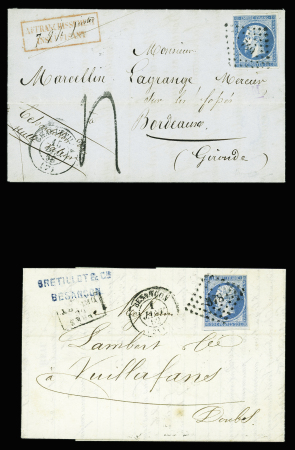 5 lettres dont un papier d'affaires et 2 lettres taxées. TB