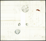 N°13 + 14, bande de 3 + bande de 4 obl. PC 3707 + T15 "Constantinople Turquie" (1857) sur lettre du 3ème échelon pour Paris, spectaculaire et TB