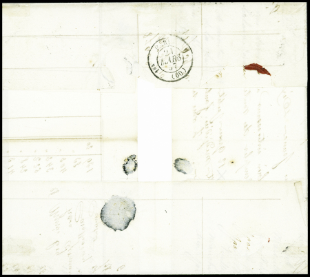 N°13 + 14, bande de 3 + bande de 4 obl. PC 3707 + T15 "Constantinople Turquie" (1857) sur lettre du 3ème échelon pour Paris, spectaculaire et TB