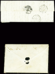 N°14 obl. PC 3486 + T15 "Vanves (60)" (1860) sur lettre pour le navire La Zénobie stationné au Levant et n°14 obl. Étoile muette + CAD "Paris (60)"