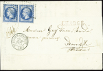 N°14 obl. PC 4240 + T15 St Julien-en-Genevois (1861) sur imprimé chargé pour Bonneville. TB