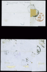 2 lettres pour Vienne (Autriche) : n+14 obl. PC 2642 + T15 Reims (1856) avec taxe 1F20 et n°14, 5 pièces, obl. PC1818 + T15 Lyon (1856). TB