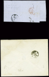 2 lettres pour la Suisse : n°13 + 14 obl. PC 2199 + T15 Mulhouse (1862) pour Unterwiller avec taxe 40 rouge et n°14, 4 pièces obl. Losange "D" + CAD