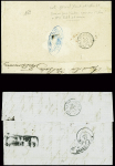 2 lettres pour le grand duché de Bade : n°13 + 14 obl. Roulette de pointillés + CAD "3e Paris 3" (1860) pour Donaueschingen et n°13 + 14 obl. PC 1495