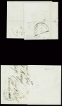 N°14 en paire obl. PC 2950 + T15 Strasbourg (1860) sur lettre pour Frankenthal (Rhénanie) et n°14, 3 pièces, obl. Rouleau de gros points