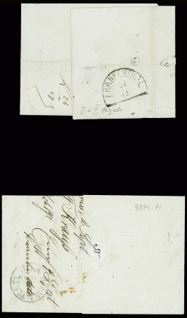 N°14 en paire obl. PC 2950 + T15 Strasbourg (1860) sur lettre pour Frankenthal (Rhénanie) et n°14, 3 pièces, obl. Rouleau de gros points