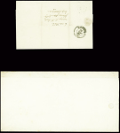 Imprimés : 2 avis de mariage : N°14 obl. T15 Coursan (1862) et n°14 obl. PC 1567 + T22 "Jaalons (49) (1857). TB