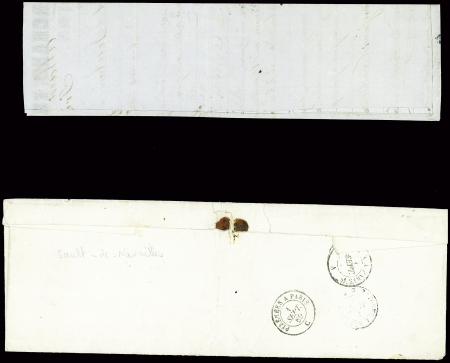 2 lettres en rebut : n°14 obl. PC 3398 + T15 Tours (1856) sur lettre pour Poitiers avec marque ovale rouge "Rebut" + cursive rouge