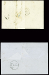 2 lettres pour la Prusse : n°13 + 16 obl. PC 210 + T15 "Avize (49)" (1860) et n°13 + 16 obl. Losange de points "D" + CAD "D Paris D" (1860)