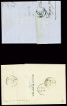 2 lettres : n°17 obl. PC 1656 + T22 "Larroque d'Olmes (8)" (1858) sur lettre du 3ème échelon pour Carcassonne et n°17 obl. PC 3068 + T15 Ste Foy-La-Grande (1856) sur lettre du 3ème échelon pour Coutras. TB