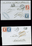 4 lettres des bureaux à l'étranger : n°17, 2 pièces, obl. GC 5080 + T15 Alexandrie Egypte (1862) sur lettre pour Livourne, n°17 en paire obl. GC 5095