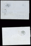 4 lettres des bureaux à l'étranger : n°17, 2 pièces, obl. GC 5080 + T15 Alexandrie Egypte (1862) sur lettre pour Livourne, n°17 en paire obl. GC 5095