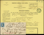N°29 sur lettre avec CAD T16 "Matour (70)" (1869) + taxe 30 double-trait + boite rurale C et mention manuscrite à l'encre rouge
