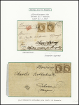 Destinations - 6 lettres : n°30, 2 pièces, obl GC 473 + T17 Biarritz (1872) sur devant de lettre pour la Hongrie. N°30 en paire obl étoile 22 Paris