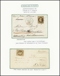 Destinations - 6 lettres : n°30, 2 pièces, obl GC 473 + T17 Biarritz (1872) sur devant de lettre pour la Hongrie. N°30 en paire obl étoile 22 Paris