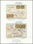 Destinations - 6 lettres : n°30, 2 pièces, obl GC 473 + T17 Biarritz (1872) sur devant de lettre pour la Hongrie. N°30 en paire obl étoile 22 Paris