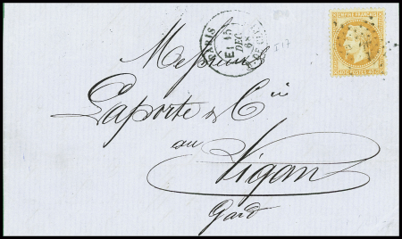 N°31 obl étoile 24 + CAD rond de levée exceptionnelle "Paris R. de Cléry E1" (1868). TB