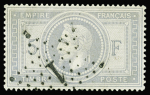 N°33 5f violet-gris obl étoile 1, sup, certificat Jamet