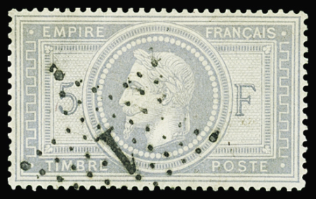 N°33 5f violet-gris obl étoile 1, sup, certificat Jamet