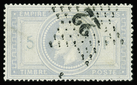 N°33 5f violet-gris, obl. étoile 22, sup