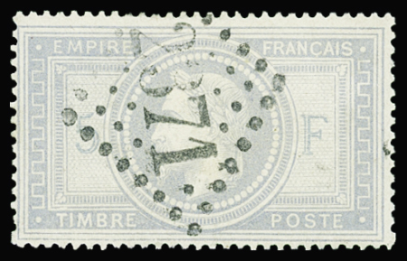 N°33 5f violet-gris, obl. GC 2371 (Mirepoix), sup