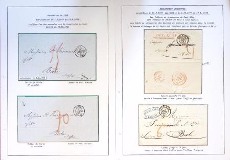 Collection de 108 lettres de préphilatélie avec cachets à date types 11 à 15 dont Alsace-Lorraine bien représentée. Lettres pour l'étranger