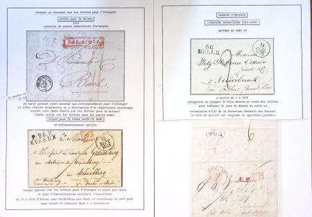 Collection de 108 lettres de préphilatélie avec cachets à date types 11 à 15 dont Alsace-Lorraine bien représentée. Lettres pour l'étranger