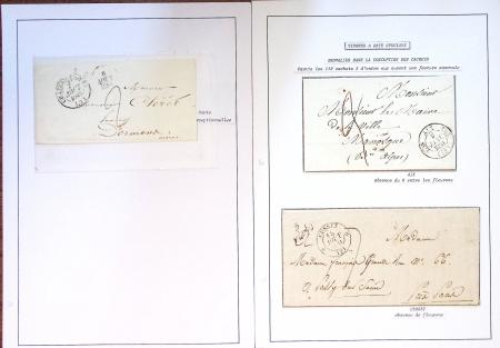 Collection de 108 lettres de préphilatélie avec cachets à date types 11 à 15 dont Alsace-Lorraine bien représentée. Lettres pour l'étranger