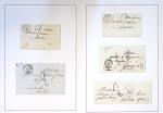 Collection de 61 plis de préphilatélie : lettre de compte. CAD d'entrée. Bateaux à vapeur. Tarifs. Taxes. Rebuts. TB