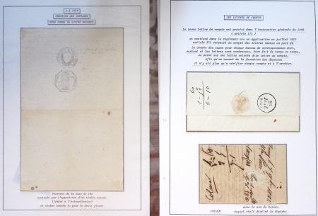 Collection de 61 plis de préphilatélie : lettre de compte. CAD d'entrée. Bateaux à vapeur. Tarifs. Taxes. Rebuts. TB