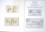 Collection de 61 plis de préphilatélie : lettre de compte. CAD d'entrée. Bateaux à vapeur. Tarifs. Taxes. Rebuts. TB
