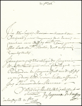 Lettre en port payé à Angers avec mention manuscrite de l'expéditeur au Houssay (Château-Gontier) le 21 septembre 1756 pour une assignation à comparaitre