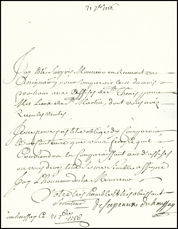 Lettre en port payé à Angers avec mention manuscrite de l'expéditeur au Houssay (Château-Gontier) le 21 septembre 1756 pour une assignation à comparaitre