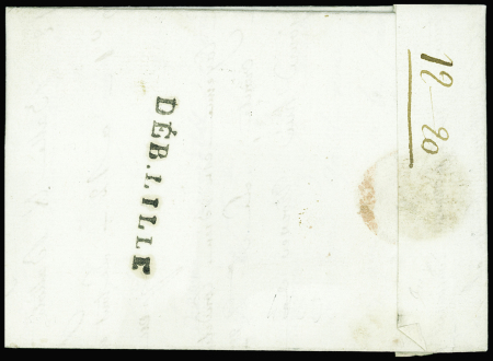 Lettre en port dû de Nantes pour Lille réexpédiée à Tourcoing avec au verso MP "DEB Lille", signé V.Pothion, ind 19. TB