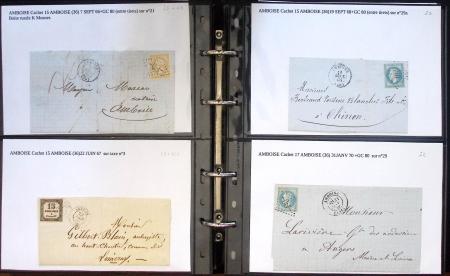 Album noir de 100 lettres classiques et marques postale d'Indre et Loire : Abilly (3) - Amboise (43) - Autreche (7) - Avoine (1) - Azay le Rideau (15)