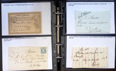 Album noir de 100 lettres classiques et marques postale d'Indre et Loire : Abilly (3) - Amboise (43) - Autreche (7) - Avoine (1) - Azay le Rideau (15)