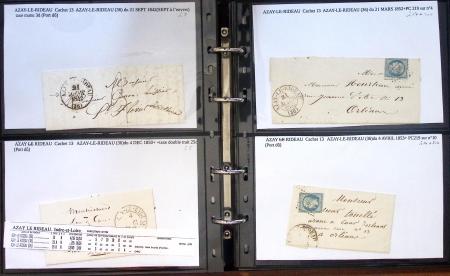 Album noir de 100 lettres classiques et marques postale d'Indre et Loire : Abilly (3) - Amboise (43) - Autreche (7) - Avoine (1) - Azay le Rideau (15)