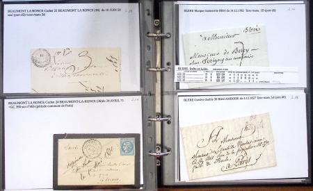 Album noir de 100 lettres classiques et marques postale d'Indre et Loire : Abilly (3) - Amboise (43) - Autreche (7) - Avoine (1) - Azay le Rideau (15)