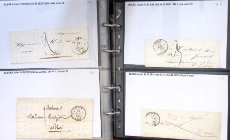 Album noir de 100 lettres classiques et marques postale d'Indre et Loire : Abilly (3) - Amboise (43) - Autreche (7) - Avoine (1) - Azay le Rideau (15)