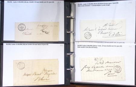 Album noir de 100 lettres classiques et marques postale d'Indre et Loire : Abilly (3) - Amboise (43) - Autreche (7) - Avoine (1) - Azay le Rideau (15)