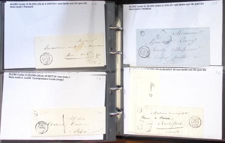 Album noir de 100 lettres classiques et marques postale d'Indre et Loire : Abilly (3) - Amboise (43) - Autreche (7) - Avoine (1) - Azay le Rideau (15)