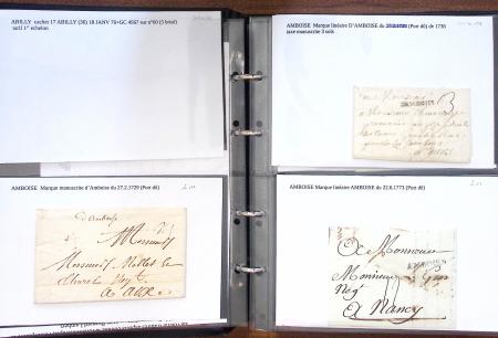 Album noir de 100 lettres classiques et marques postale d'Indre et Loire : Abilly (3) - Amboise (43) - Autreche (7) - Avoine (1) - Azay le Rideau (15)