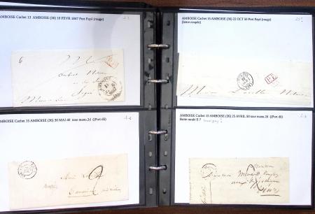 Album noir de 100 lettres classiques et marques postale d'Indre et Loire : Abilly (3) - Amboise (43) - Autreche (7) - Avoine (1) - Azay le Rideau (15)