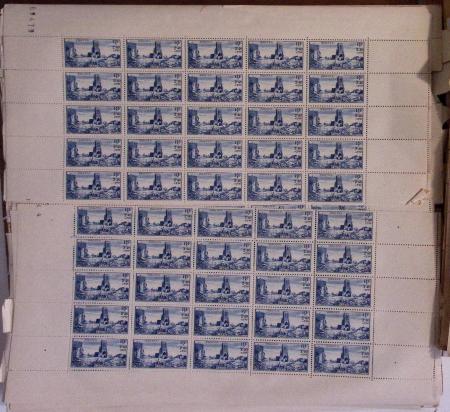 1944-1946, Stock de France en feuille entière/fragment