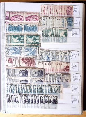 1900-1959, en 5 albums, très important stock de timbres