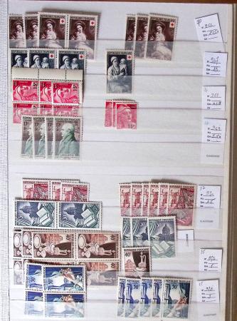 1900-1959, en 5 albums, très important stock de timbres